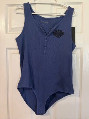 Harley-Davidson Blue Ribbed One-Piece Bodysuit